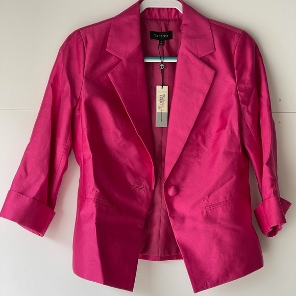 NWT ($200) Talbots Blazer Jacket Coat Office Career Work Pink Jacket, Sz 8 - Picture 9 of 14